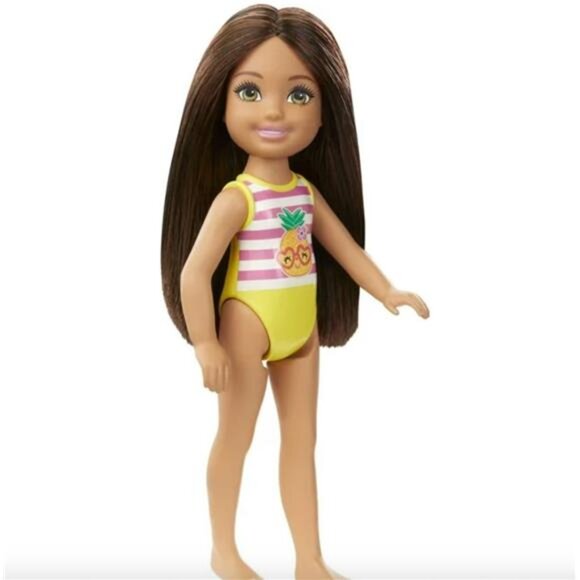 Barbie Doll Club Chelsea Brunette with Swim Suit Beach Mattel Gift for Girls - Picture 2 of 5